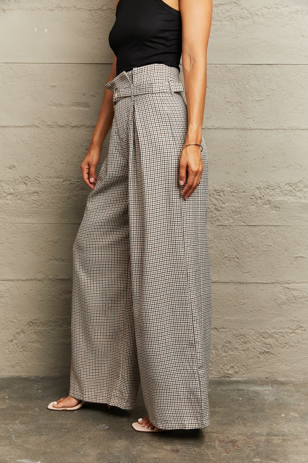 Plaid Wide Leg Pants - AllIn Computer