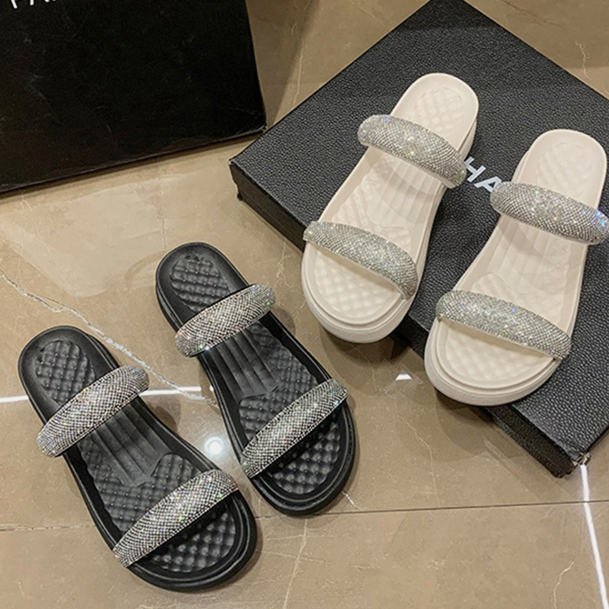 PU Leather Open Toe Platform Sandals - AllIn Computer