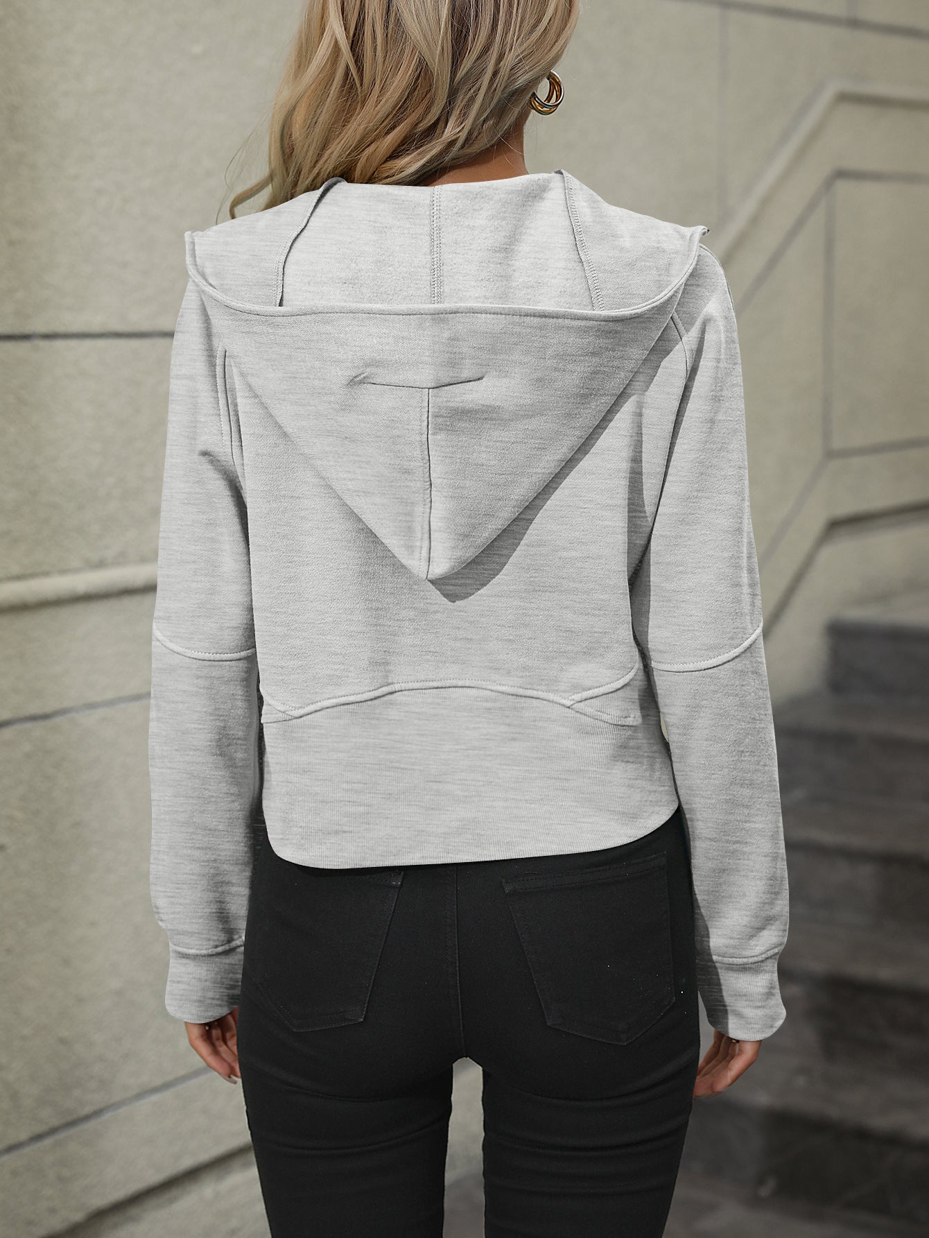 Zip-Up Raglan Sleeve Hoodie with Pocket - AllIn Computer
