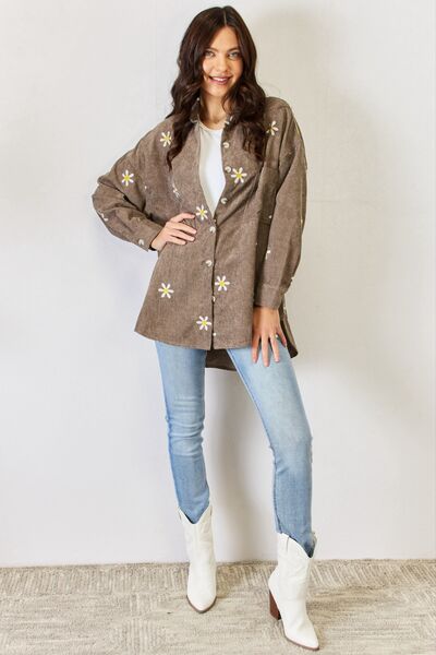 J.NNA Flower Pattern Corduroy Button Down Shirt - AllIn Computer