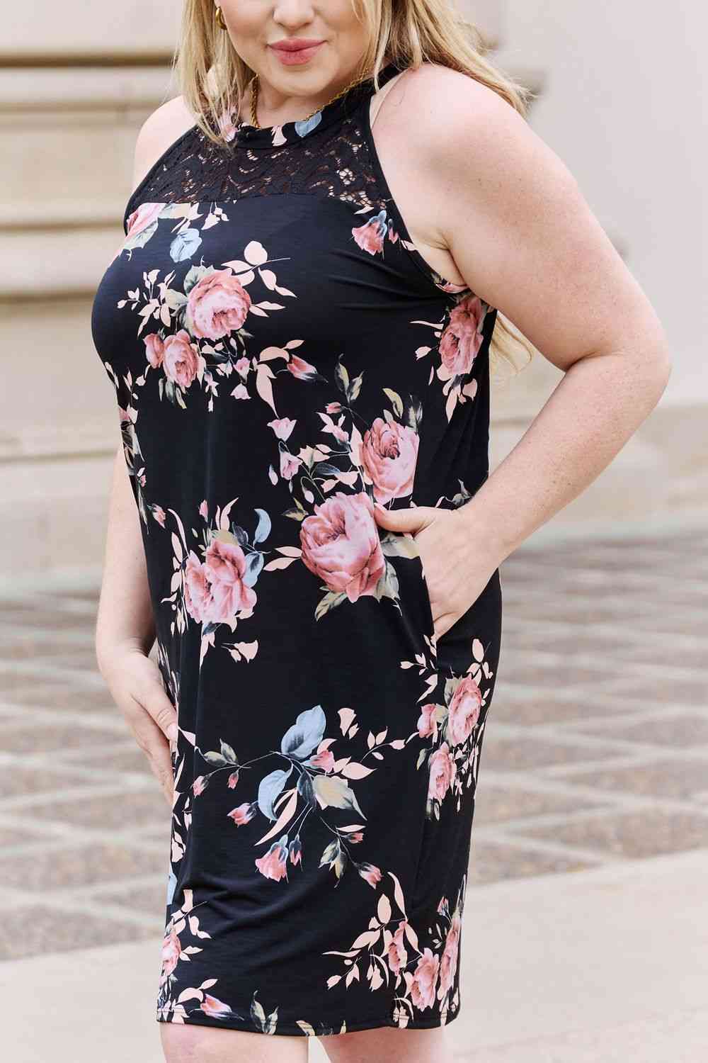 Heimish On A Journey Full Size Floral Lace Detail Sleeveless Dress - AllIn Computer