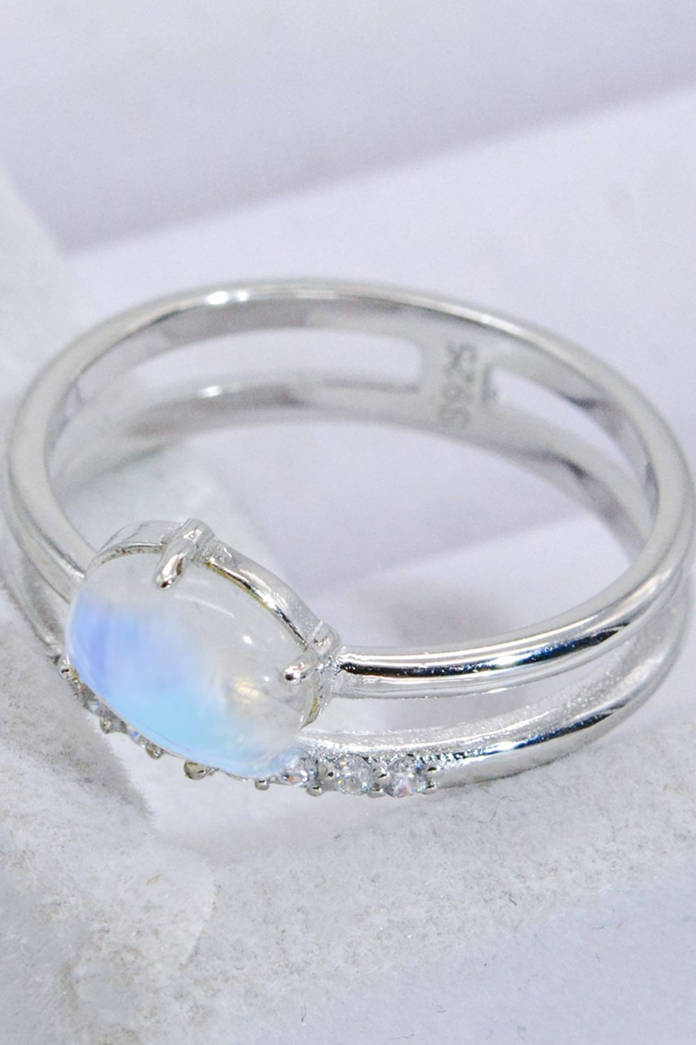 Natural Moonstone and Zircon Double-Layered Ring - AllIn Computer