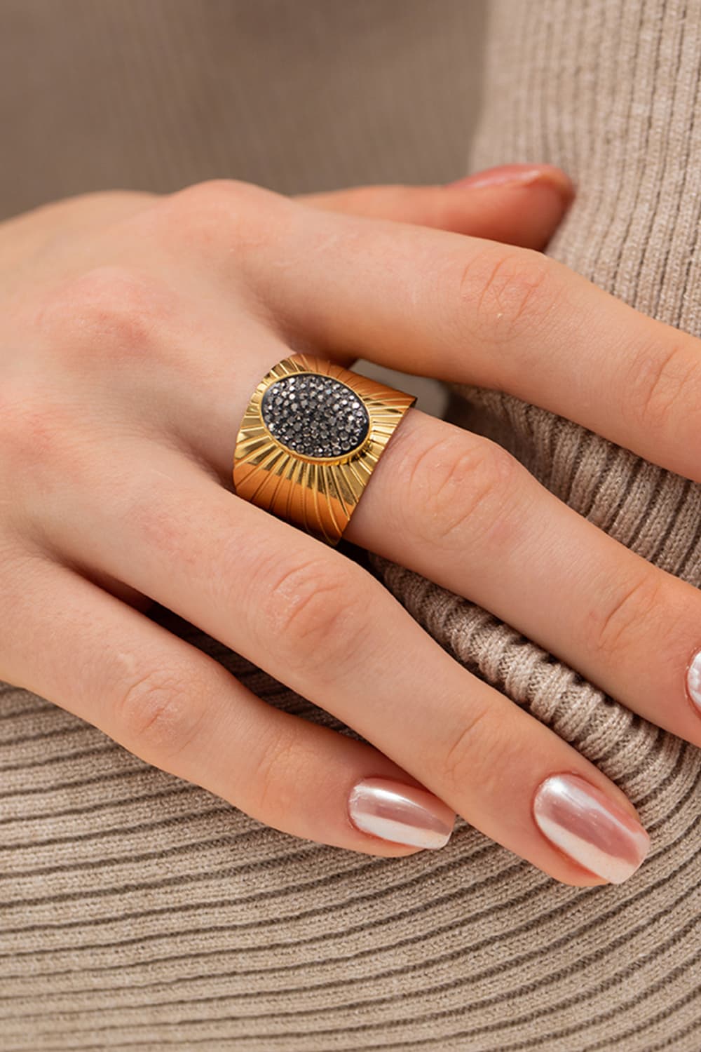 Wide Band Stainless Steel Open Ring - AllIn Computer