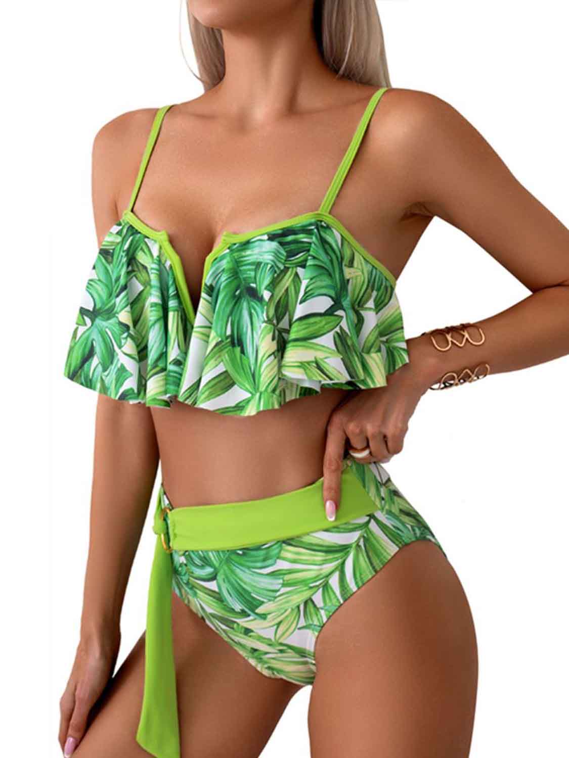Spaghetti Strap Notched Bikini Set - AllIn Computer