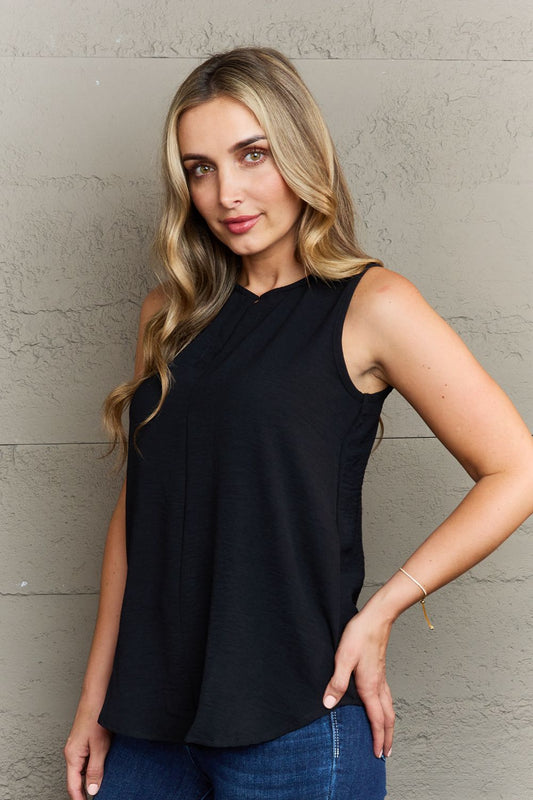 Ninexis First Glance Sleeveless Neckline Slit Top - AllIn Computer