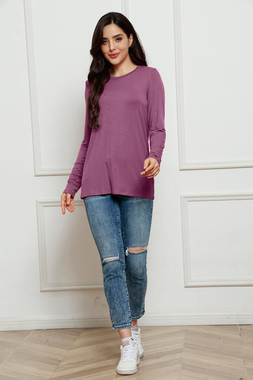 Basic Bae Full Size Round Neck Long Sleeve Top - AllIn Computer