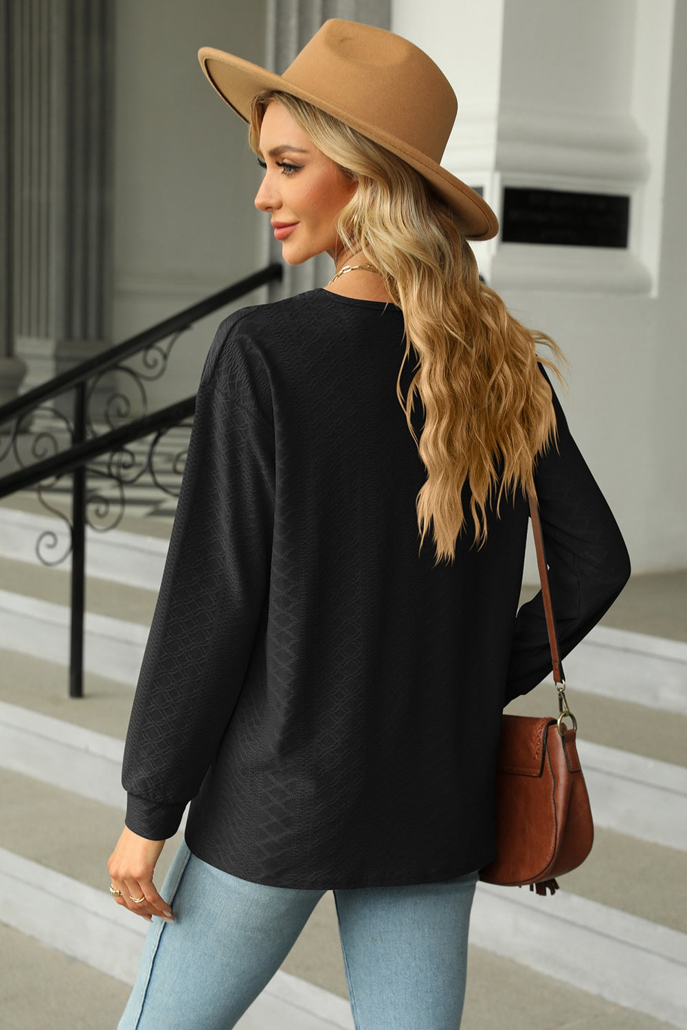 V-Neck Long Sleeve Blouse - AllIn Computer