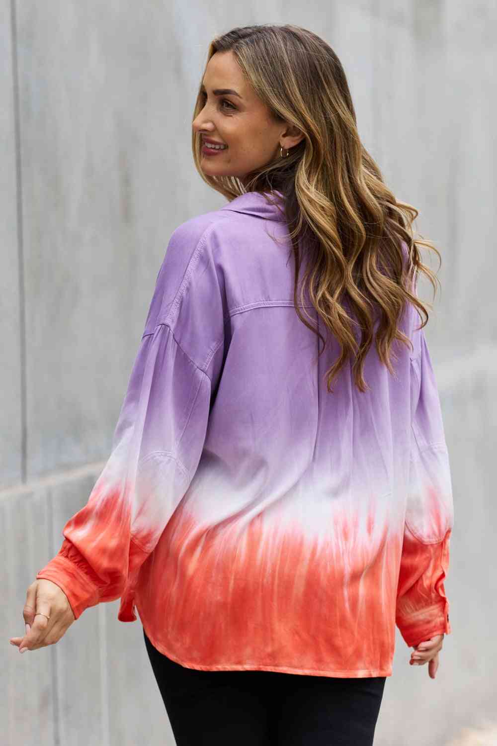 White Birch Relaxed Fit Tie-Dye Button Down Top - AllIn Computer