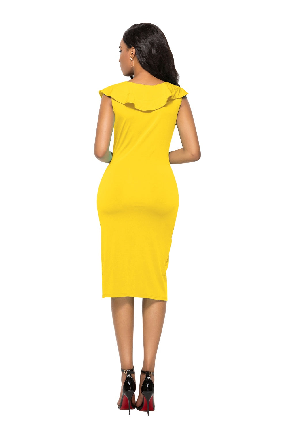 Ruched Ruffled Cap Sleeve Dress - AllIn Computer