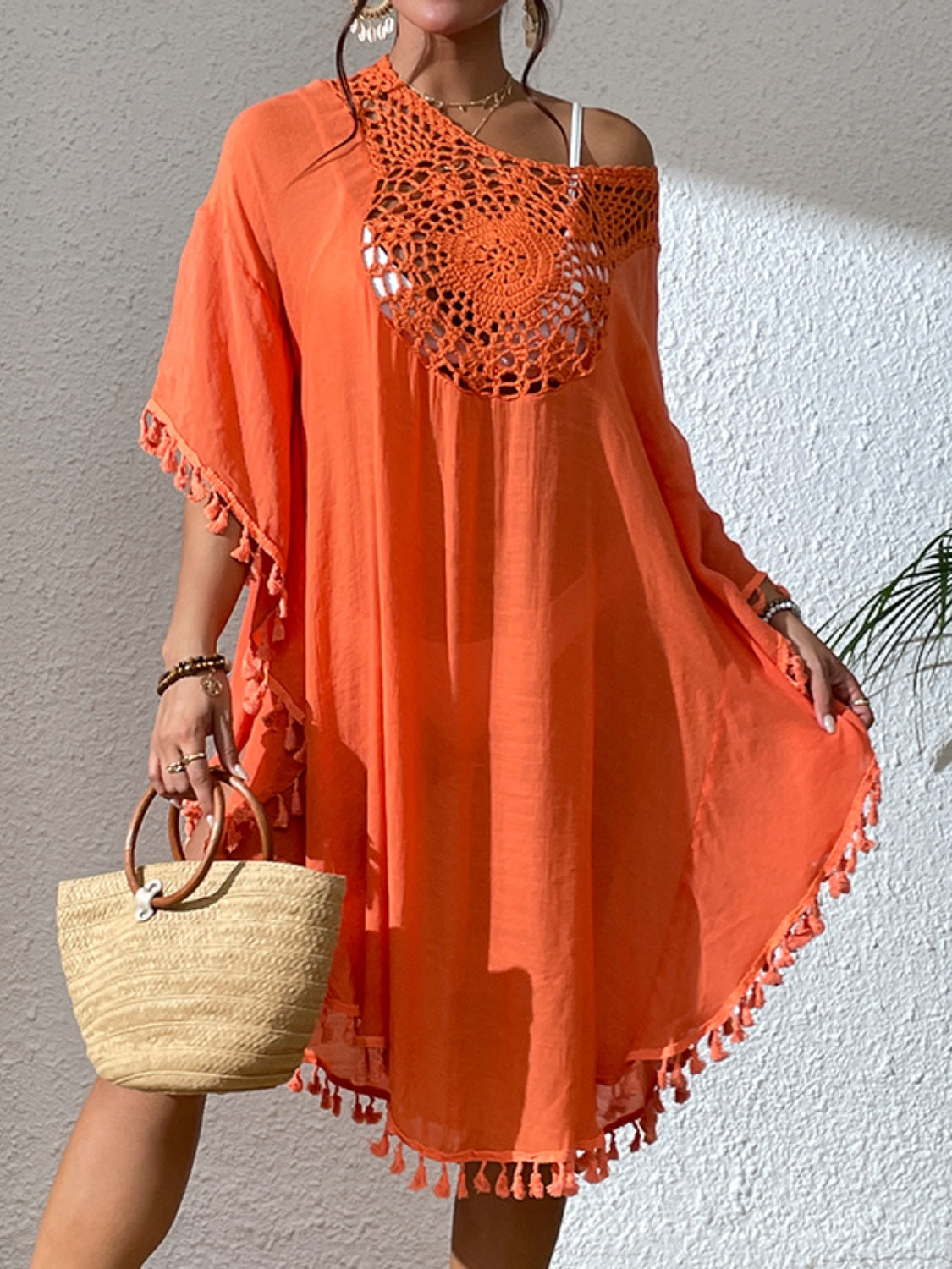 Tassel Cutout Scoop Neck Cover-Up Dress - AllIn Computer