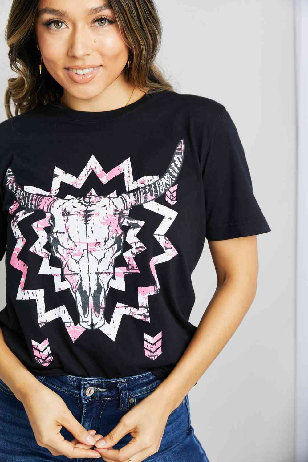 mineB Full Size Graphic Round Neck Tee Shirt - AllIn Computer