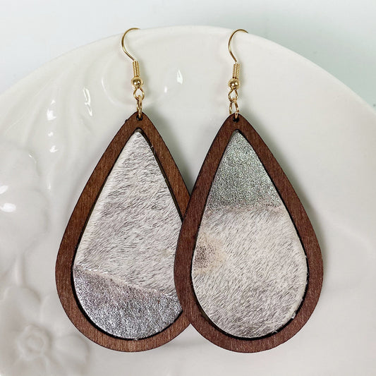 Teardrop Shape Wooden Dangle Earrings - AllIn Computer