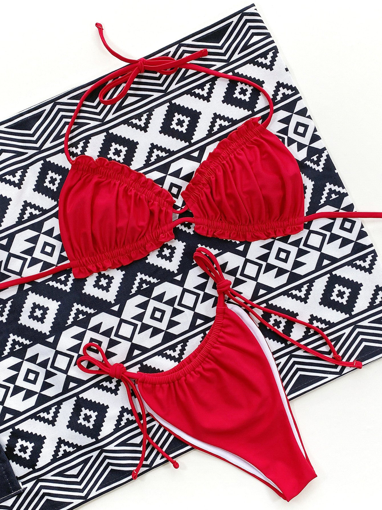Frill Trill Halter Neck Bikini Set - AllIn Computer
