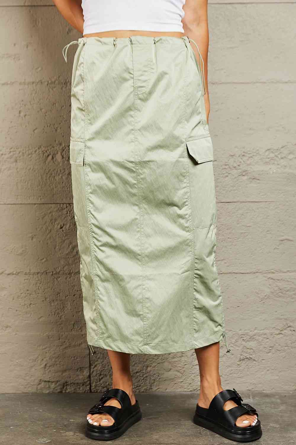 HYFVE Just In Time High Waisted Cargo Midi Skirt - AllIn Computer