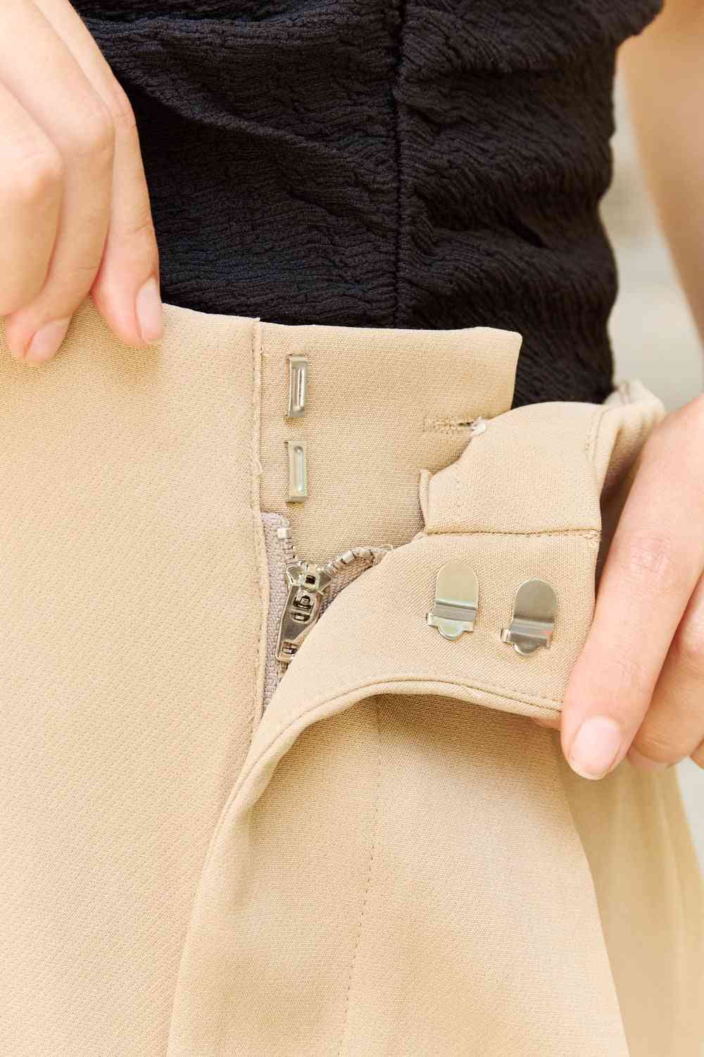 And The Why Every Little Thing Full Size Pleated High Waisted Shorts in Sand - AllIn Computer