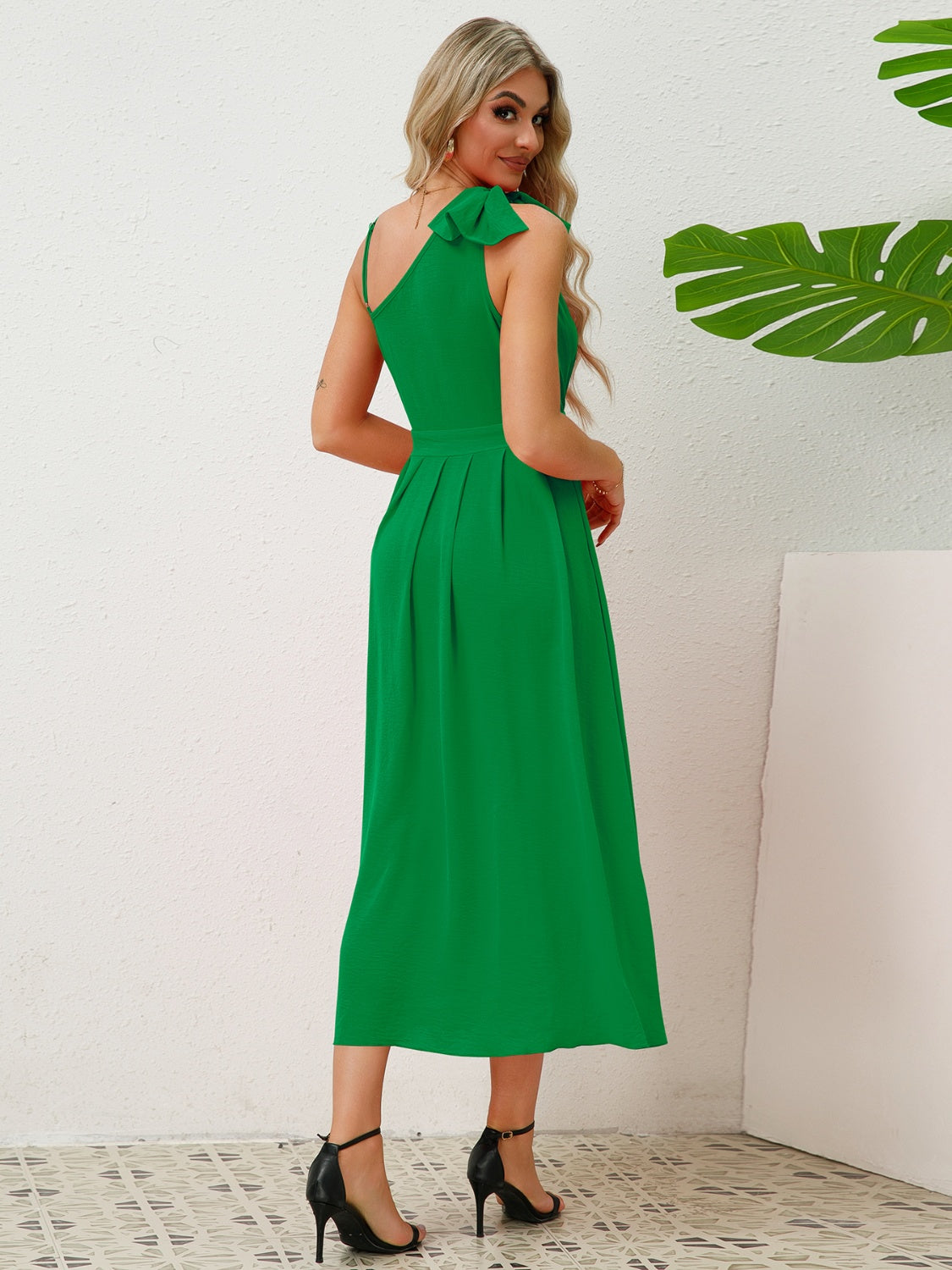 Bow Asymmetrical Neck Sleeveless Dress - AllIn Computer