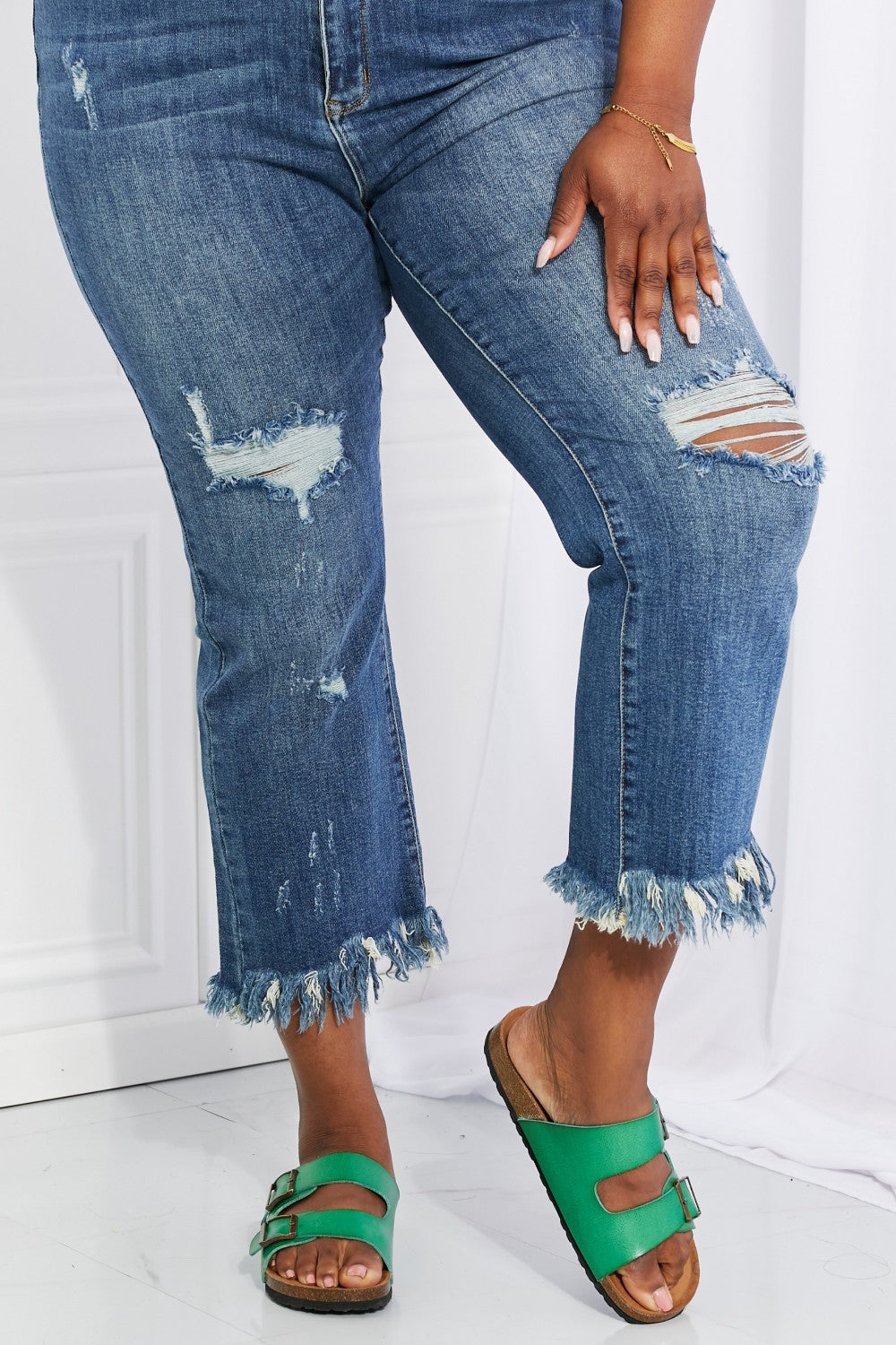 RISEN Full Size Undone Chic Straight Leg Jeans - AllIn Computer