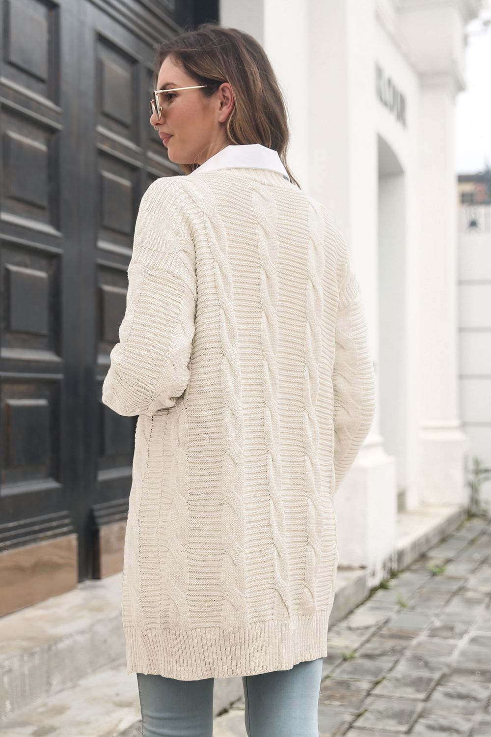 Open Front Cable-Knit Cardigan - AllIn Computer