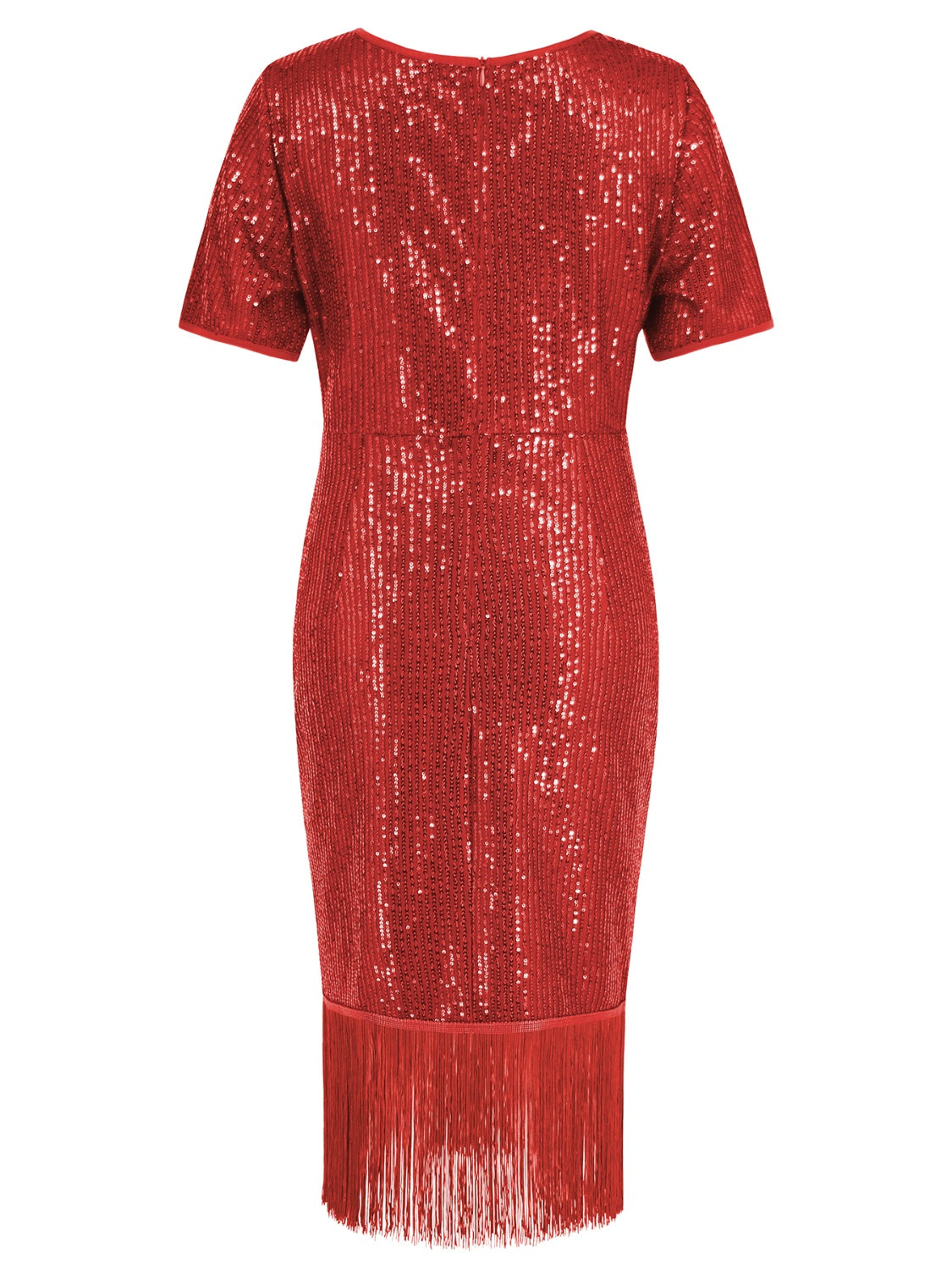 Tassel Sequin Short Sleeve Dress - AllIn Computer