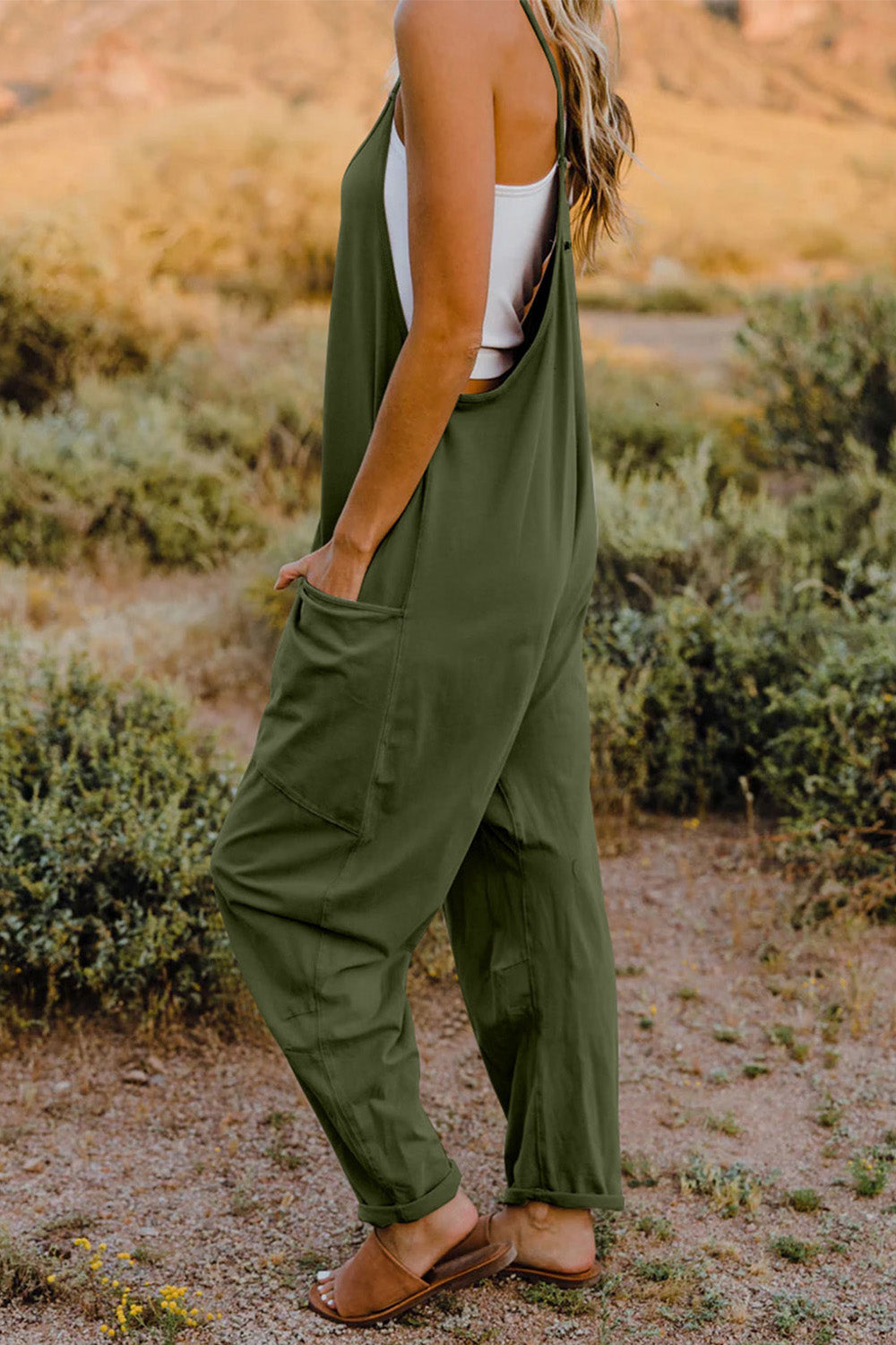 Double Take  V-Neck Sleeveless Jumpsuit with Pocket - AllIn Computer