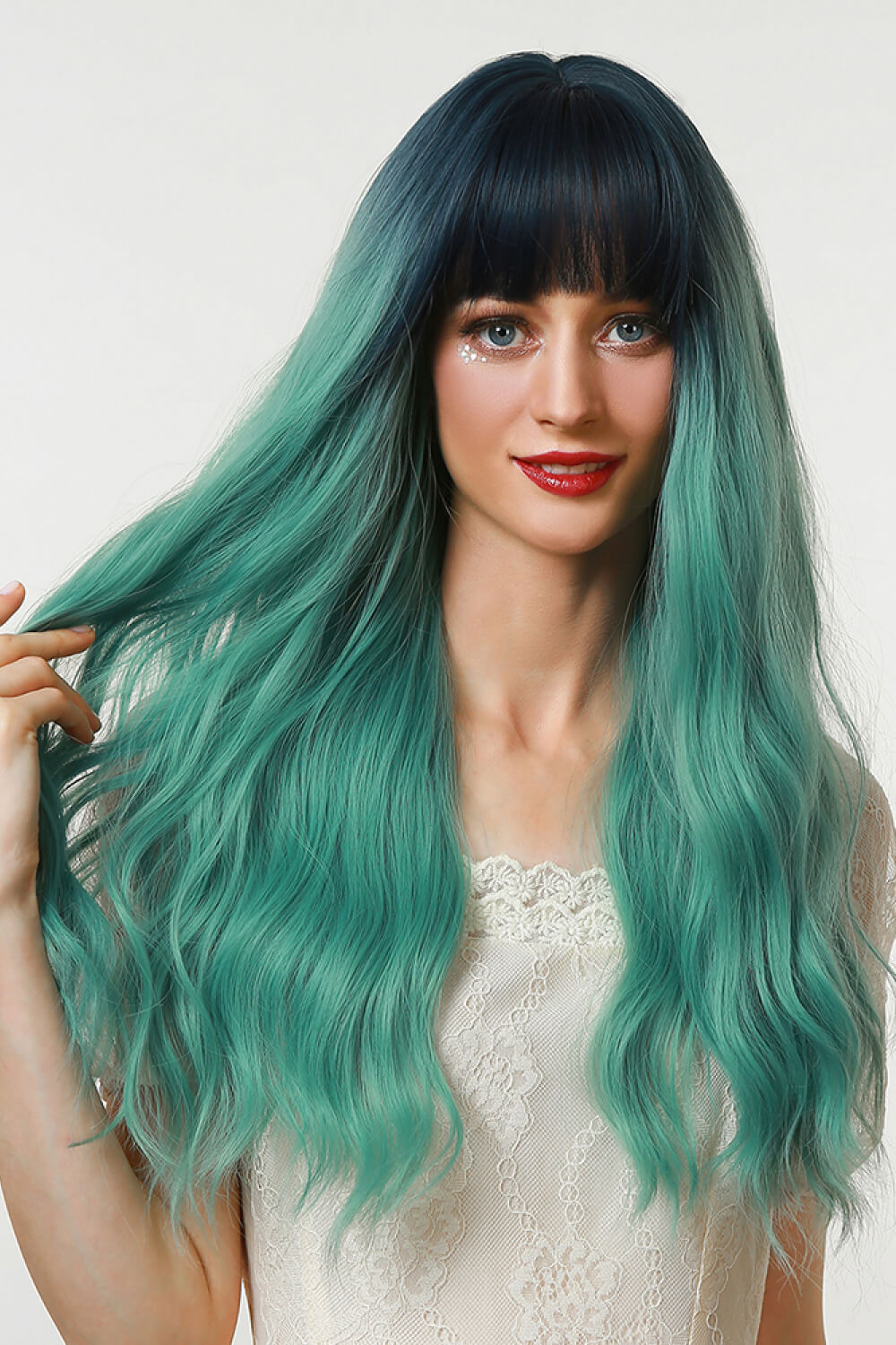 13*1" Full-Machine Wigs Synthetic Long Wave 26" in Seafoam Ombre - AllIn Computer