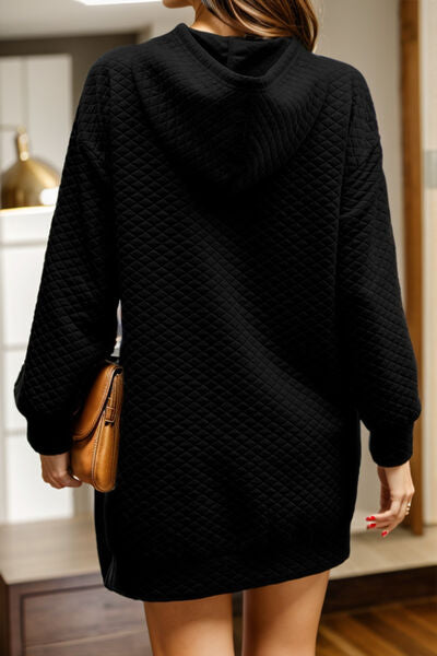 Drawstring Hooded Long Sleeve Mini Dress - AllIn Computer