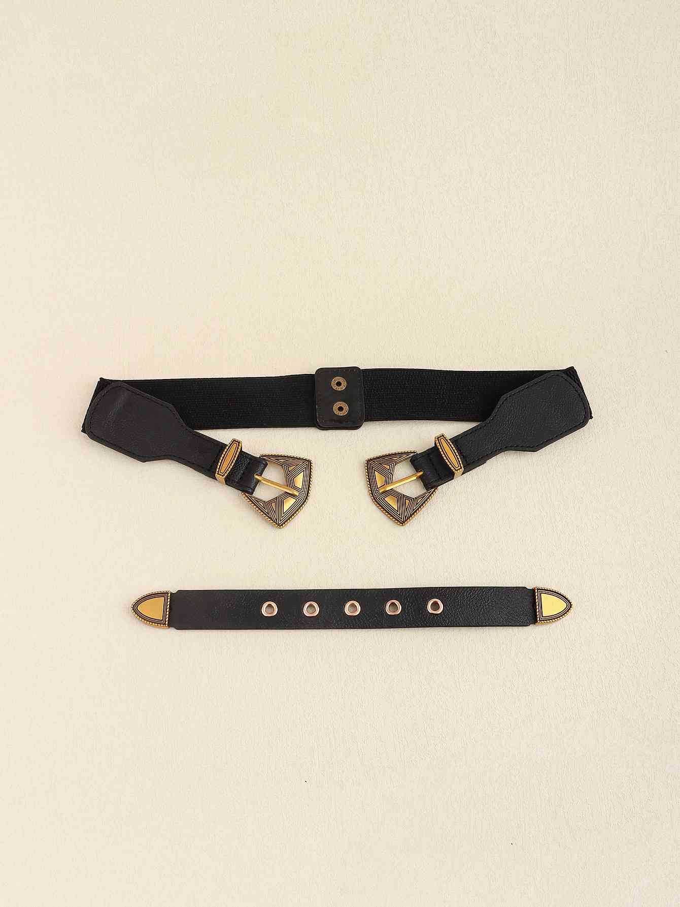 Double Buckle PU Leather Belt - AllIn Computer