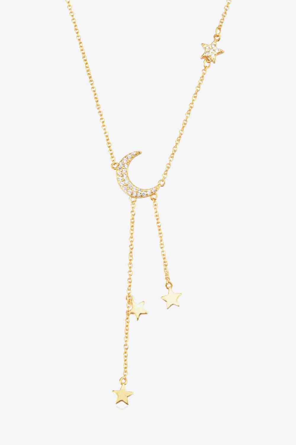 Inlaid Zircon Star and Moon Necklace - AllIn Computer
