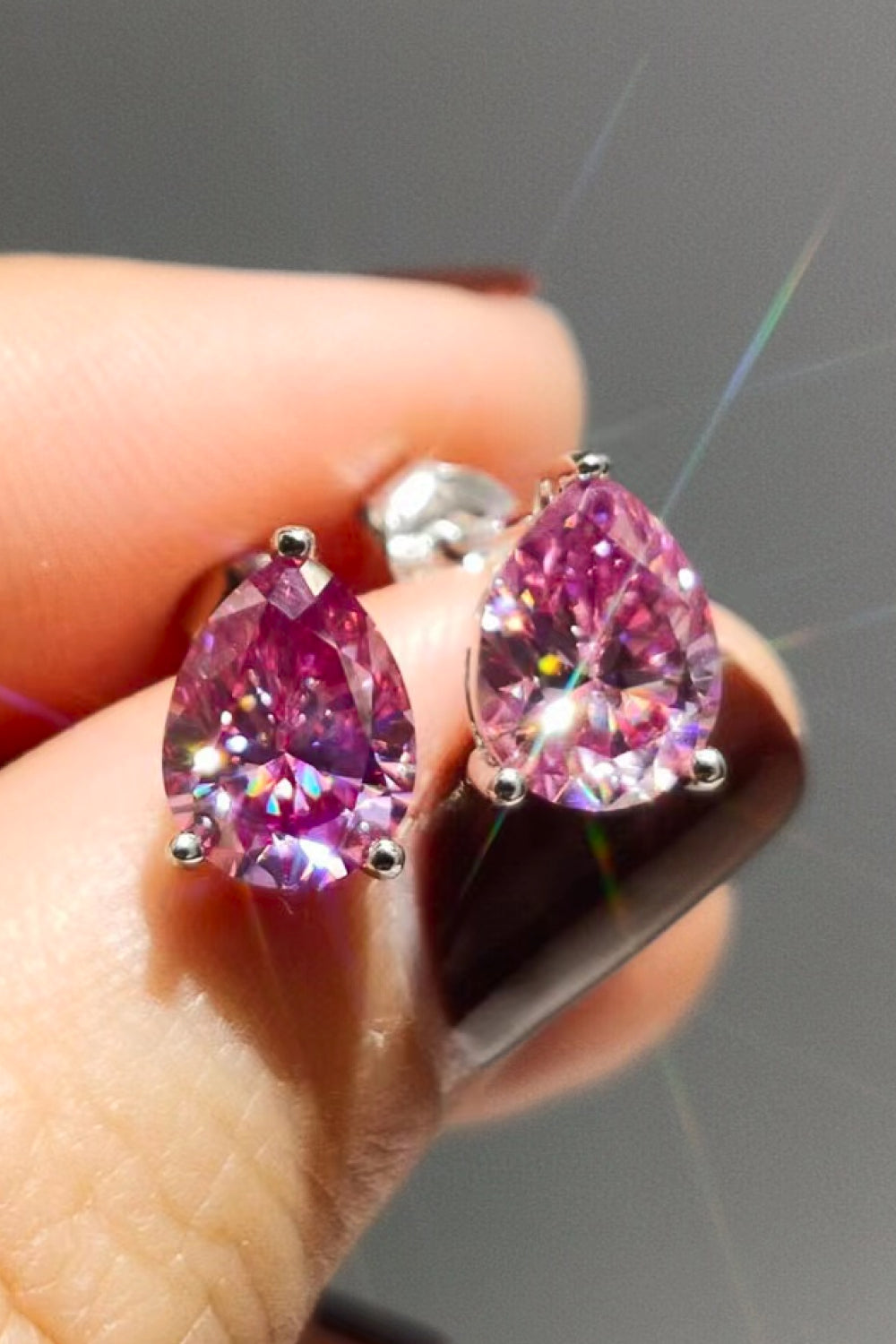2 Carat Teardrop Moissanite Platinum-Plated Stud Earrings - AllIn Computer