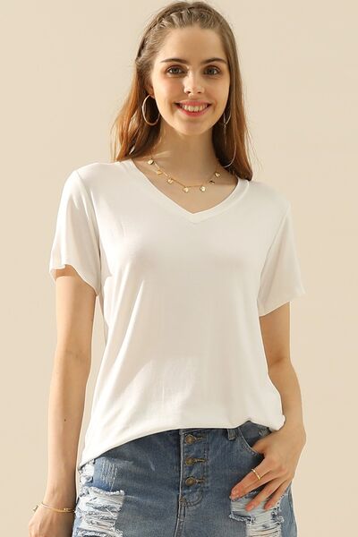 Ninexis Full Size V-Neck Short Sleeve T-Shirt - AllIn Computer