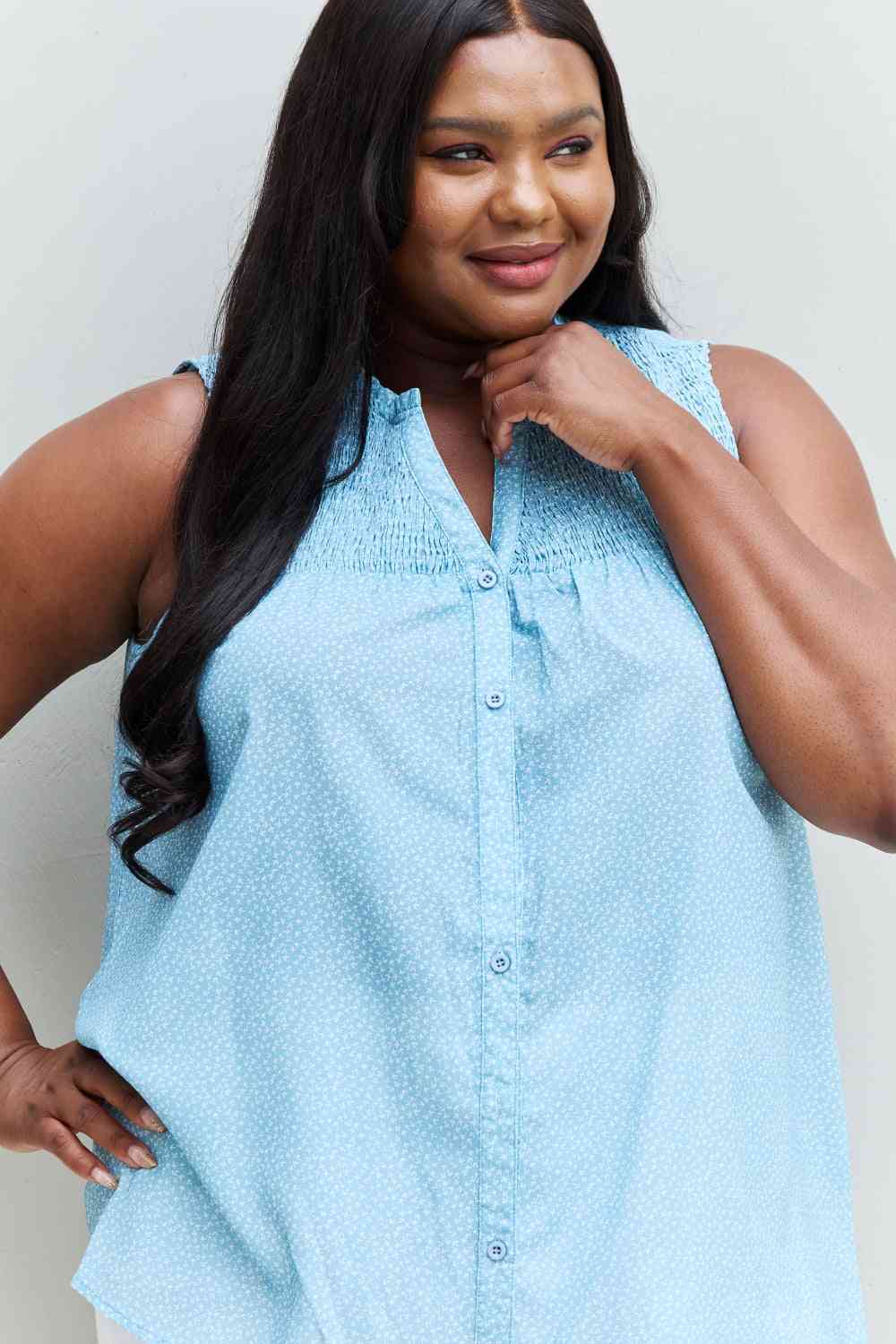 HEYSON She Means Business Full Size Ruffled Floral Flare Shirt - AllIn Computer