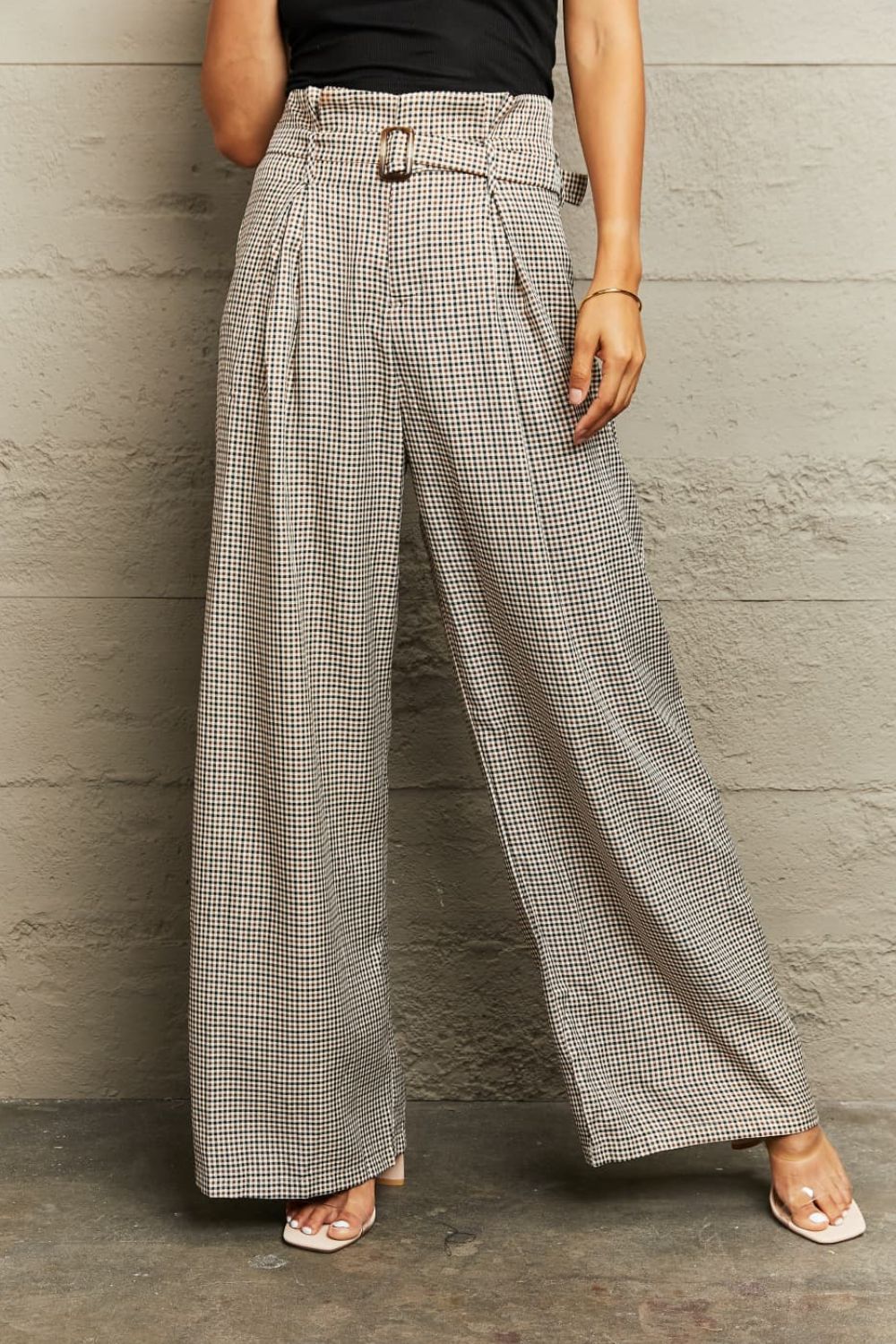 Plaid Wide Leg Pants - AllIn Computer