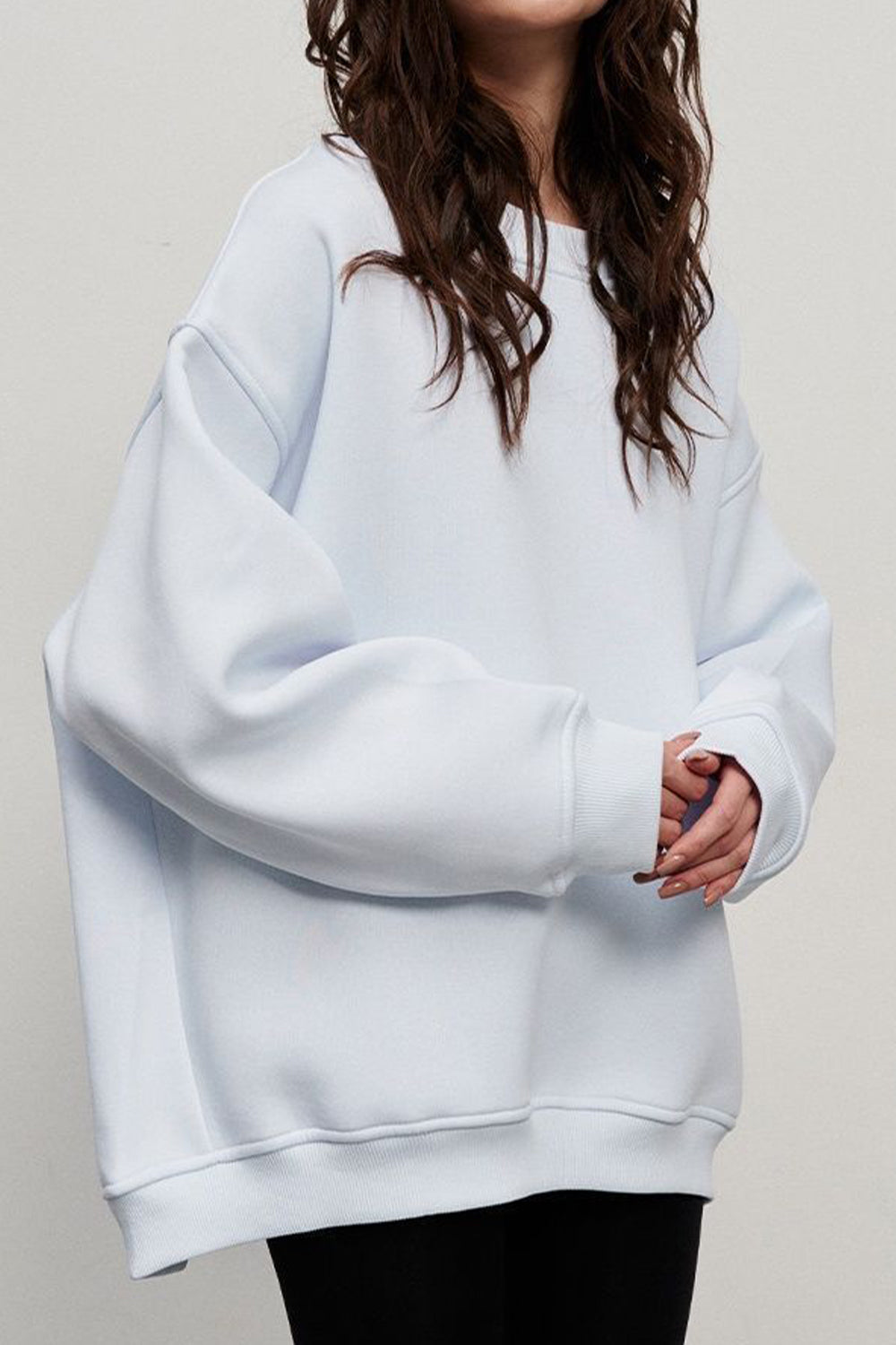 Oversize Round Neck Dropped Shoulder Sweatshirt - AllIn Computer