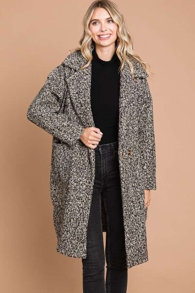 Culture Code Full Size Lapel Collar Double Breast Teddy Coat - AllIn Computer