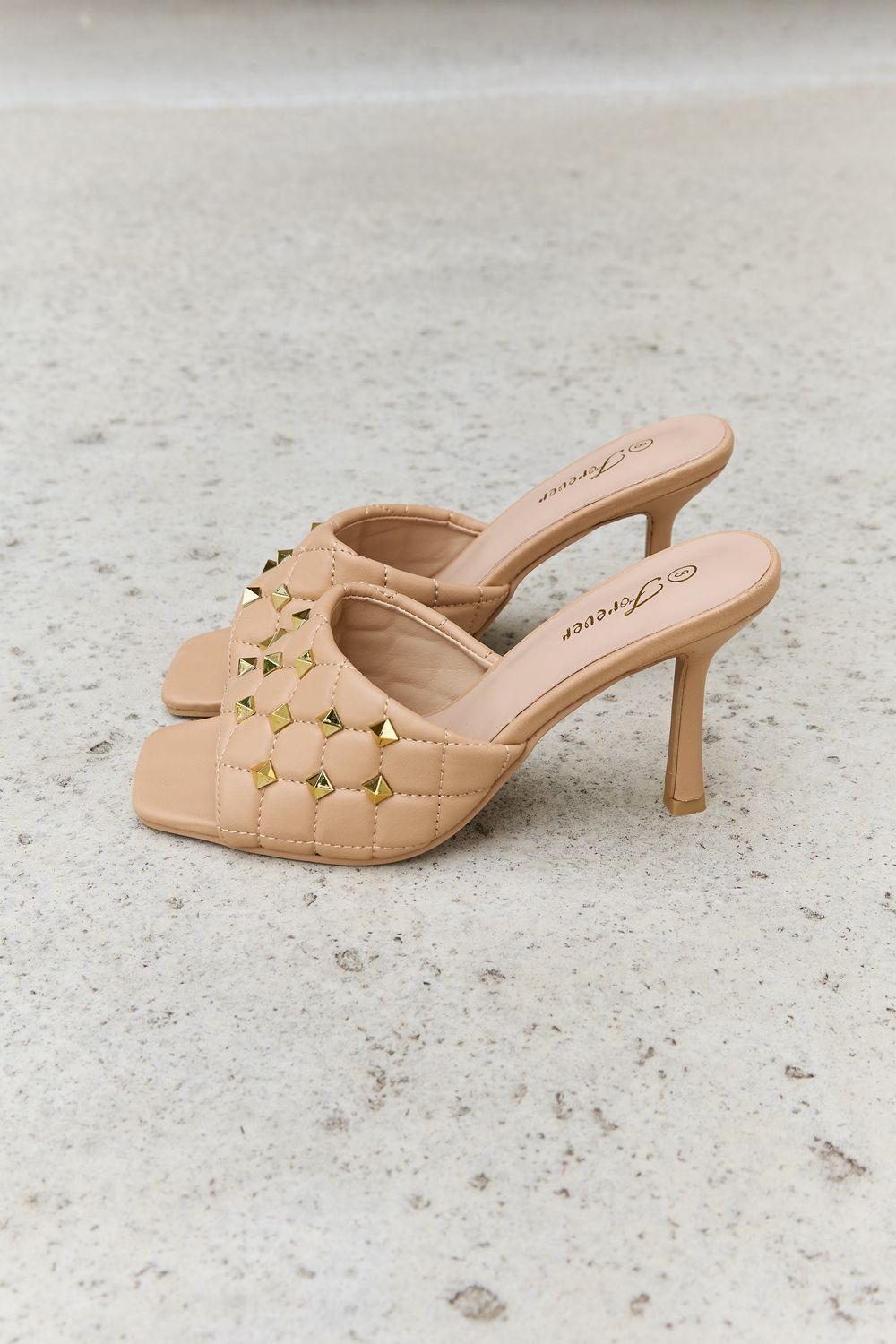 Forever Link Square Toe Quilted Mule Heels in Nude - AllIn Computer