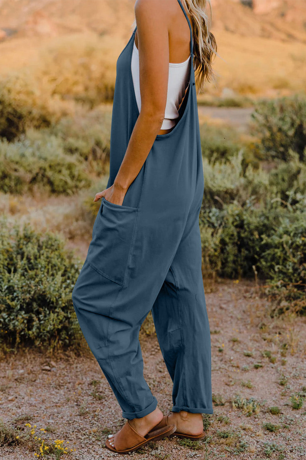 Double Take  V-Neck Sleeveless Jumpsuit with Pocket - AllIn Computer