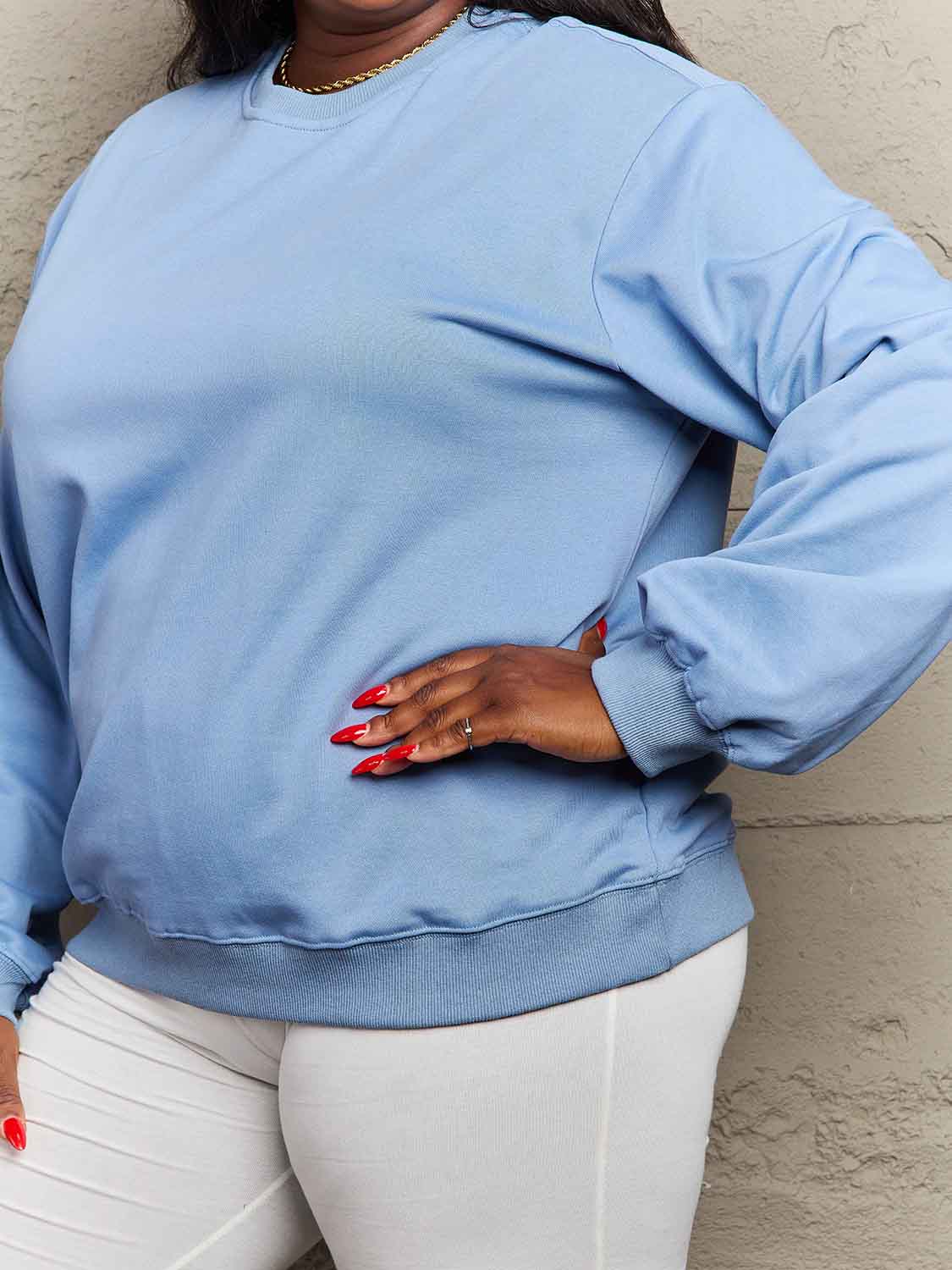 Simply Love Full Size Dropped Shoulder Sweatshirt - AllIn Computer