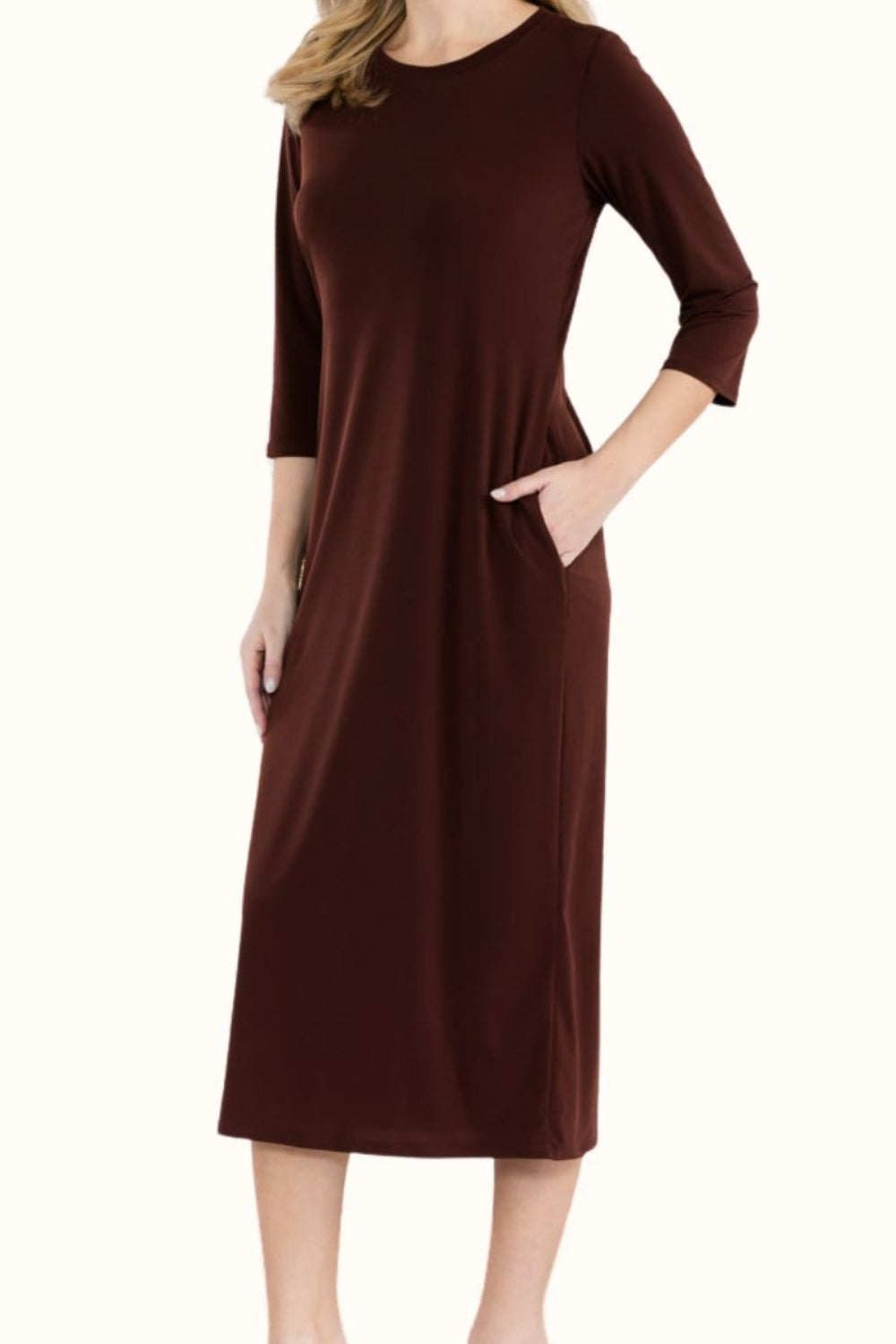 Celeste Full Size Round Neck Midi Dress - AllIn Computer