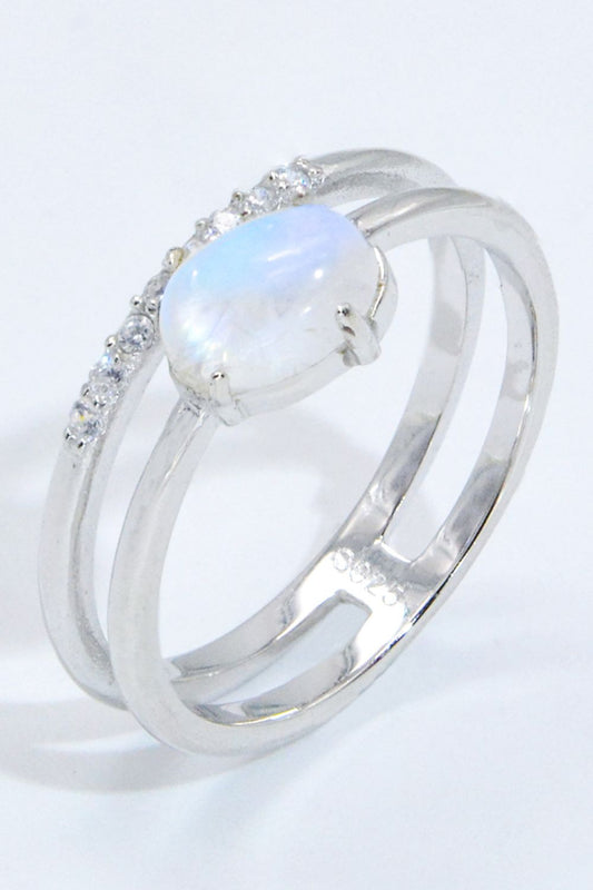 Natural Moonstone and Zircon Double-Layered Ring - AllIn Computer