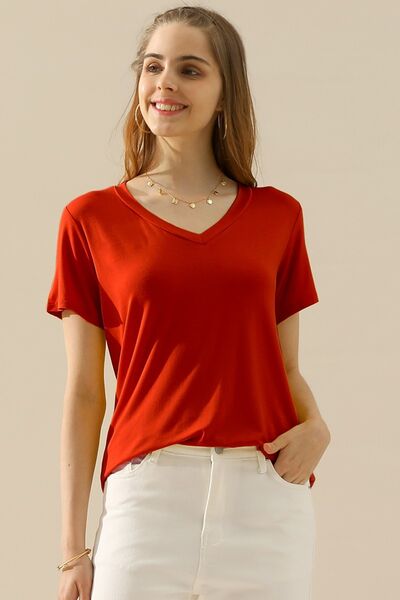 Ninexis Full Size V-Neck Short Sleeve T-Shirt - AllIn Computer