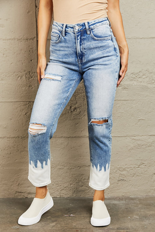BAYEAS High Waisted Distressed Painted Cropped Skinny Jeans - AllIn Computer