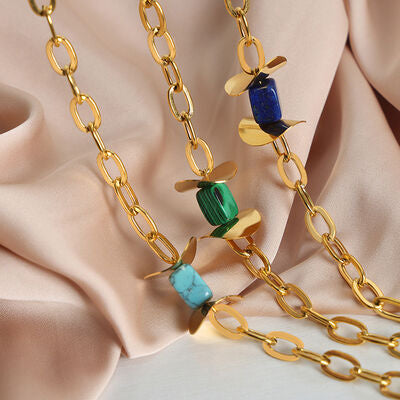 Natural Stone Pendant Titanium Steel Necklace - AllIn Computer
