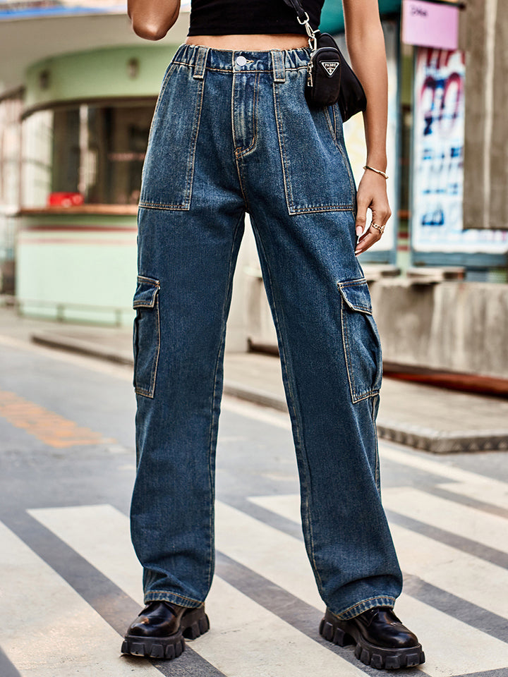 Straight Leg Cargo Jeans - AllIn Computer