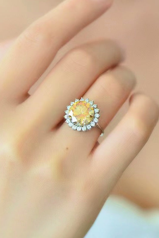 925 Sterling Silver 2 Carat Moissanite Sunflower Ring - AllIn Computer