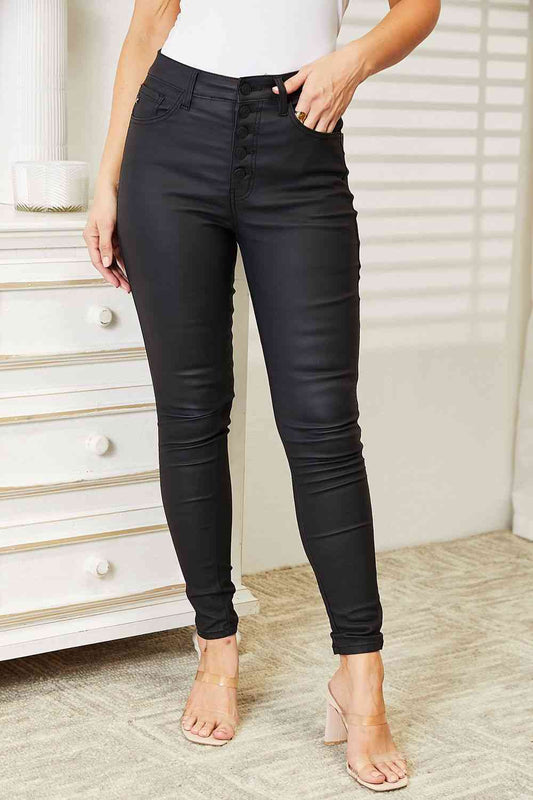 Kancan Full Size High Rise Black Coated Ankle Skinny Jeans - AllIn Computer