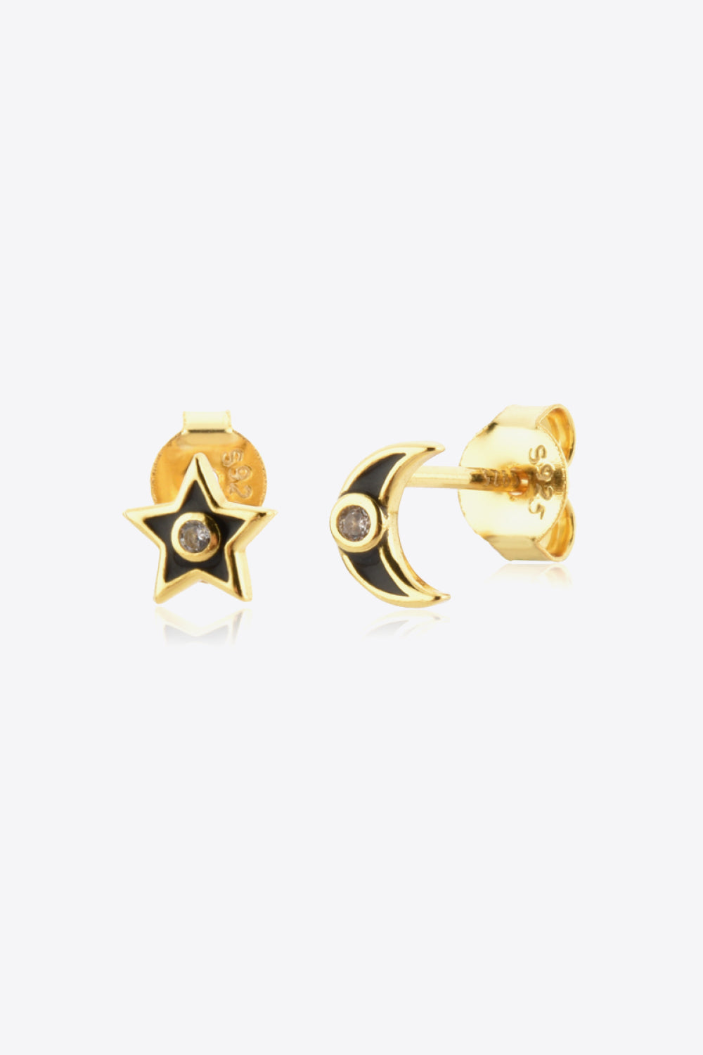 Star and Moon Zircon Mismatched Earrings - AllIn Computer