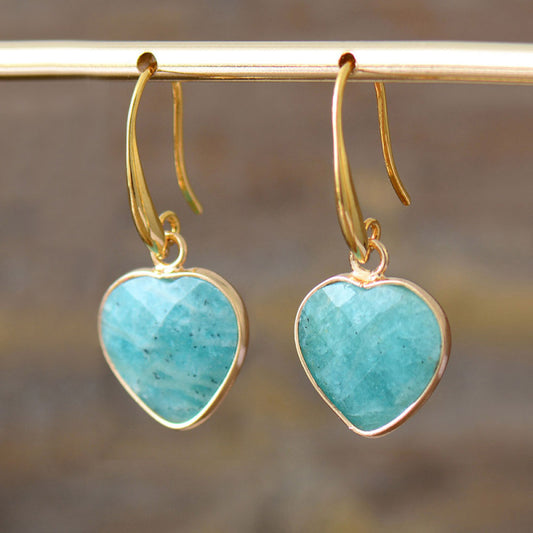 Natural Stone Heart Drop Earrings - AllIn Computer