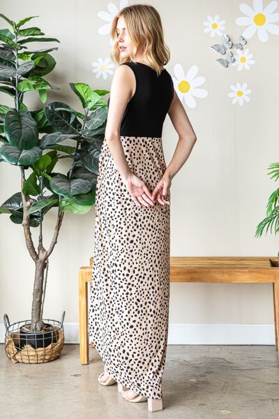 Heimish Full Size Slit Animal Print V-Neck Wide Strap Dress - AllIn Computer