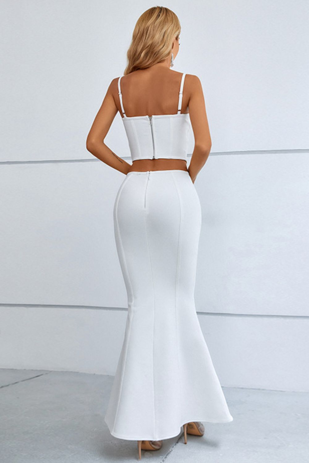 Cutout Seam Detail Cami and Fishtail Skirt Set - AllIn Computer