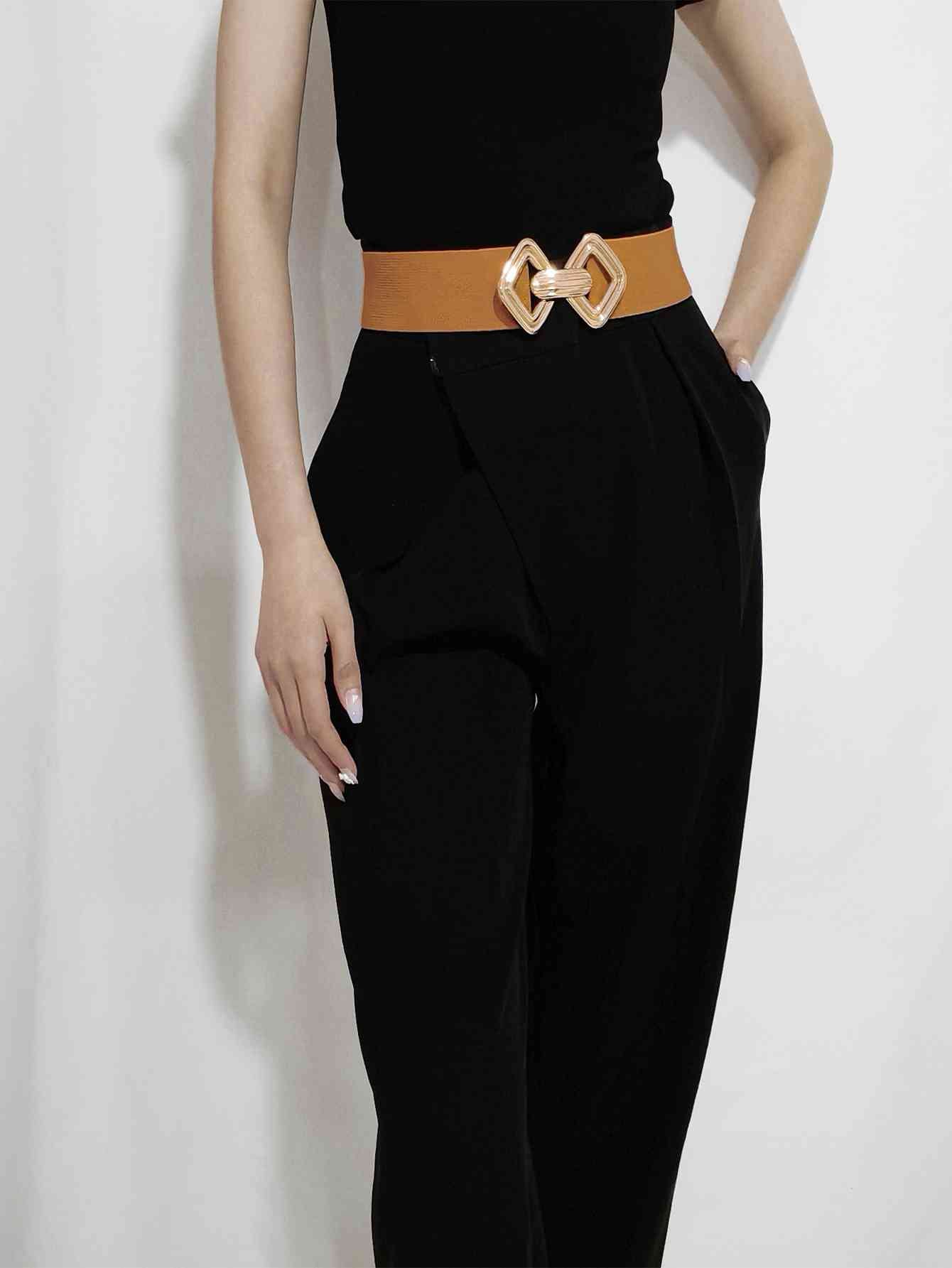 Geometric Buckle Elastic Wide Belt - AllIn Computer